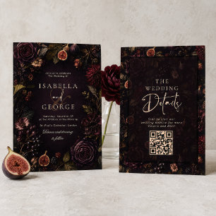 Convite Romance Enraizado Mal-humorado Burgundy Floral Cas