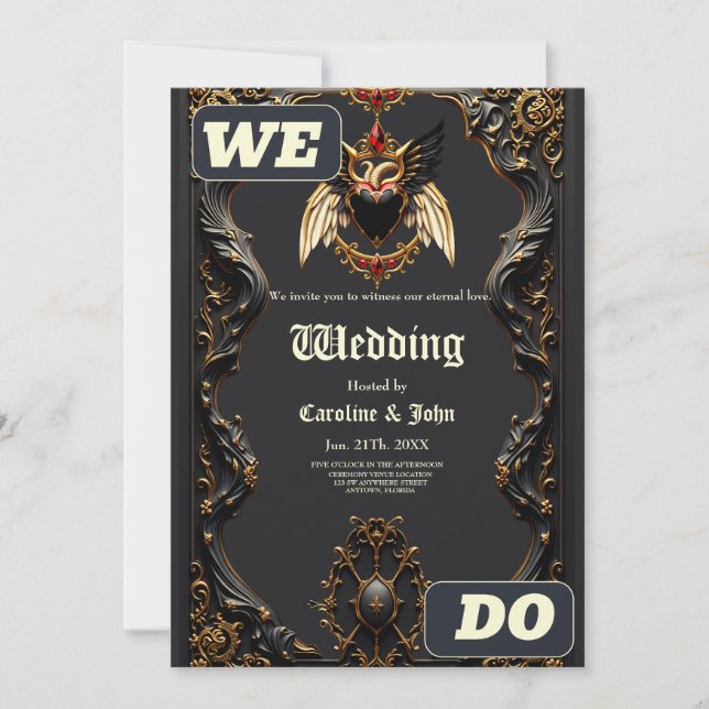 Convite Romance Gótico, nas Sombras do Amor. (Frente)