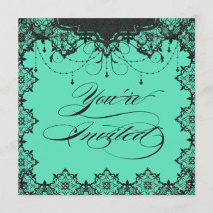 Convite Romance Lace Teal Resplendente