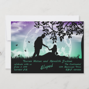 Convite Romance sob o Casamento Furtivo da Lua Verde Roxa