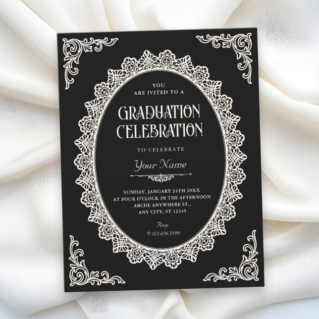 Convite Romance Sombrio elegante graduação (Criador carregado)