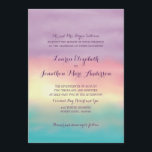 Convite Romance Sunset | Casamento<br><div class="desc">DA COLEÇÃO SUNSET ROMANCE WEDDING: trabalho de arte de aquarela de um pôr do sol sobre as águas tropicais. Belo céu rosa e roxo. Perfeito para qualquer casamento de destino tropical. Para obter informações sobre alterações de design personalizadas pelo designer independente, envie um email para paula@labellarue.com ANTES de personalizar ou...</div>