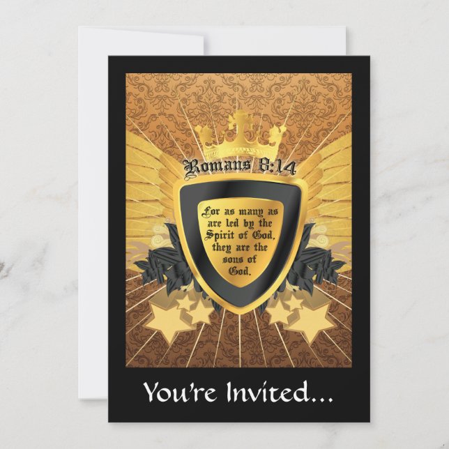 Convite Romanos 8:14, Filhos de Deus em Ouro (Frente)