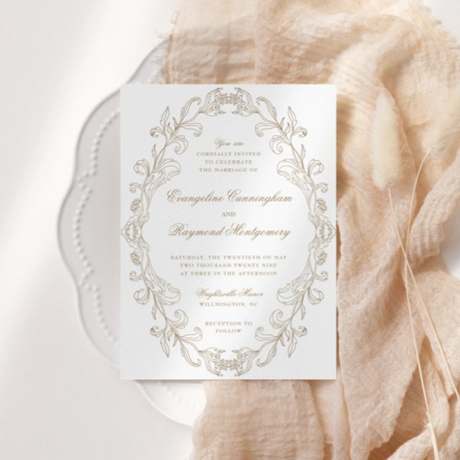Convite Romantic Baroque Ornate Frame Wedding (Criador carregado)