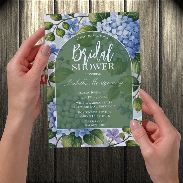 Convite Romantic Blue Hydrangea Garden Bridal Shower (Romantic Blue Hydrangea Garden Bridal Shower Invitations
)