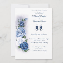 Convite Romantic Blue Regency Gay Botanical Silhouette