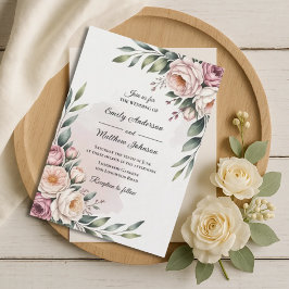 Convite Romantic Blush Rose Garden Wedding Invitation