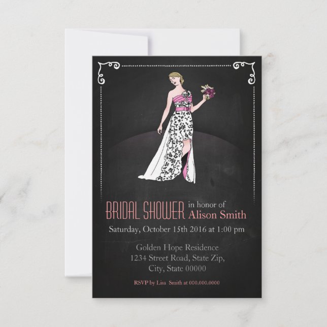 Convite Romantic Bridal shower modern invitation (Frente)