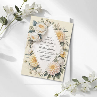 Convite Romantic Butter Yellow Garden Wedding Invitation
