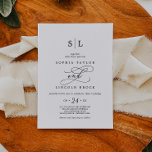 Convite Romantic Calligraphy | Flourish Monogram Wedding<br><div class="desc">This romantic calligraphy flourish monogram wedding invitation is perfect for a simple wedding. The modern classic design features fancy swirls and whimsical flourishes with gorgeous elegant hand lettered typography.</div>