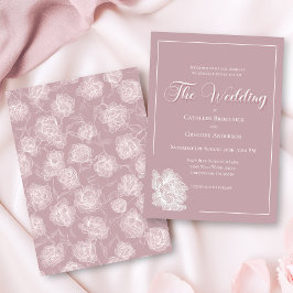 Convite Romantic Dusty Pink White Floral Wedding