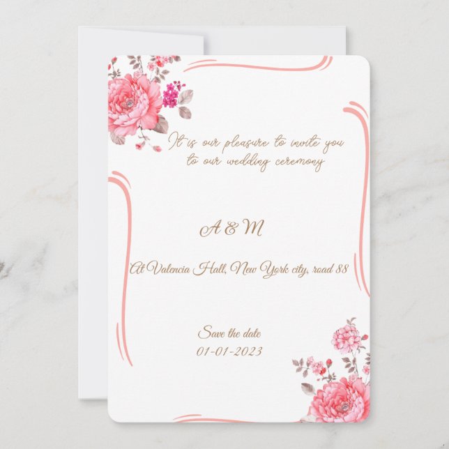 Convite Romantic Dusty Rose Floral Invitation (Frente)