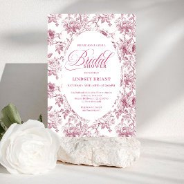 Convite Romantic Dusty Rose Floral Toile Bridal Shower 