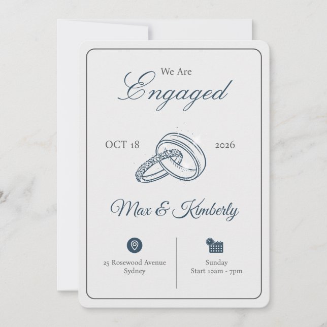 Convite Romantic Engagement Invitations | Elegant & Modern (Frente)