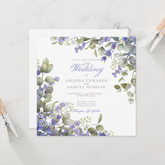 Convite Romantic Eucalyptus & Lavender Wedding Invitation