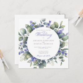 Convite Romantic Eucalyptus & Lavender Wedding Invitation