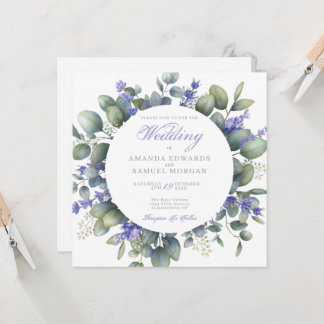 Convite Romantic Eucalyptus & Lavender Wedding Invitation