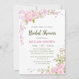 Convite Romantic Floral Bridal Shower Elegant Gadren Style