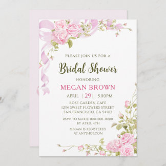 Convite Romantic Floral Bridal Shower Elegant Gadren Style