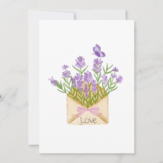 Convite Romantic Floral Illustration with Love Message (Frente)