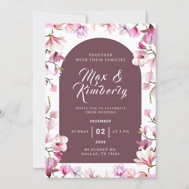 Convite Romantic Floral Wedding Invitation (Frente)