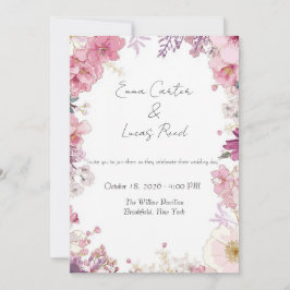 Convite Romantic Floral Wedding Invitation Card