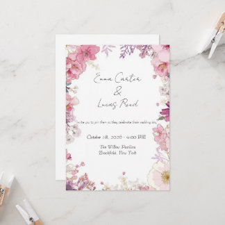 Convite Romantic Floral Wedding Invitation Card