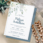 Convite Romantic floral white gentle flowers wedding<br><div class="desc">Create the perfect Wedding suite with this romantic and beautiful wedding invitation featuring a delicate watercolor bouquet with white gentle flowers, over greenery, and other botanical foliage on the left top corner, over a classy plain white background. Easily edit the template fields to add the bride and groom names in...</div>