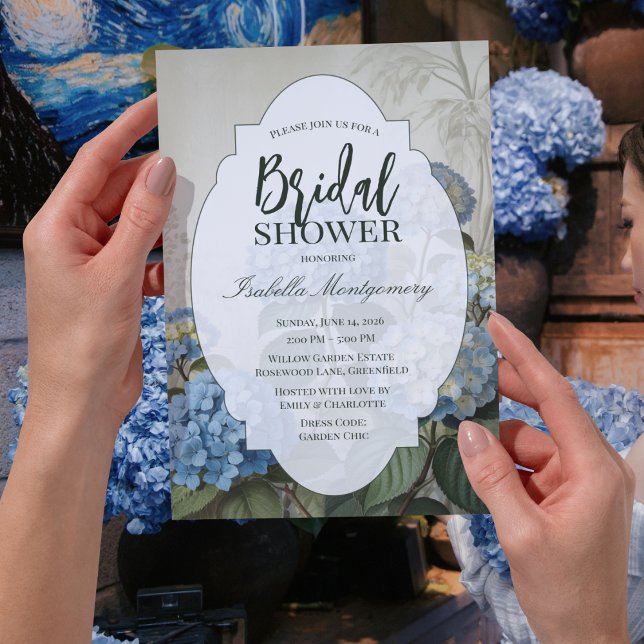 Convite Romantic French Blue Hydrangea Bridal Shower (Romantic French Blue Hydrangea Bridal Shower Invitations
)