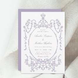 Convite Romantic French Frame Lavender Wedding