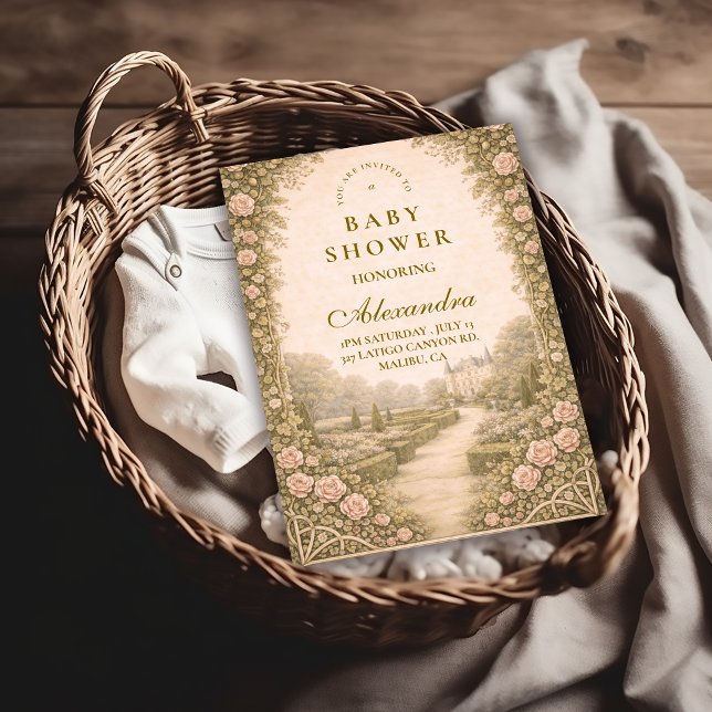 Convite Romantic Garden Estate Path Baby Shower (Criador carregado)