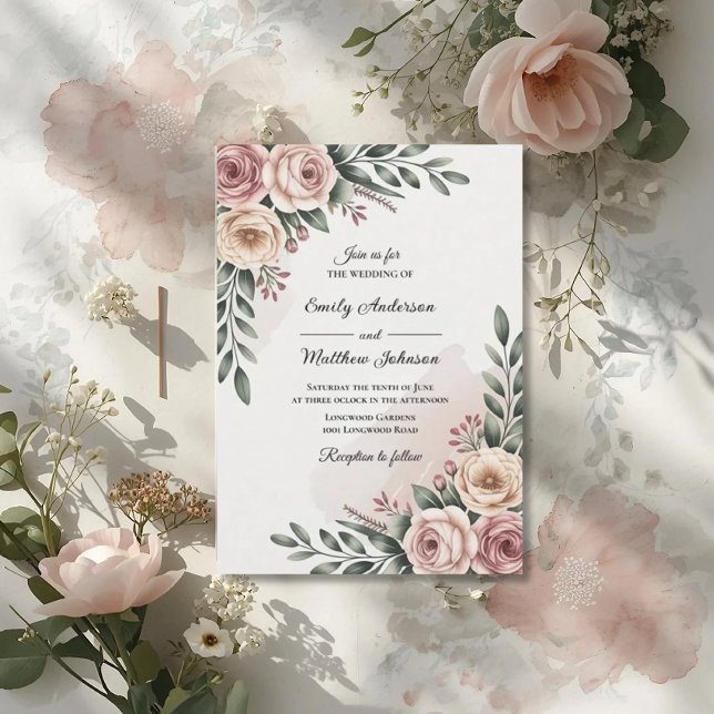 Convite Romantic Garden Rose Wedding Invitation (Criador carregado)