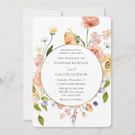 Convite Romantic Garden Wreath Wedding Invitation