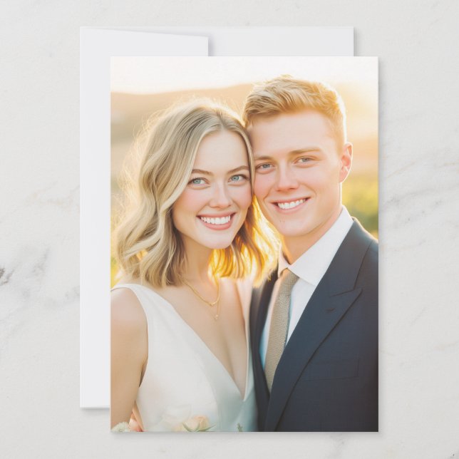 Convite Romantic Golden Photo (Frente)