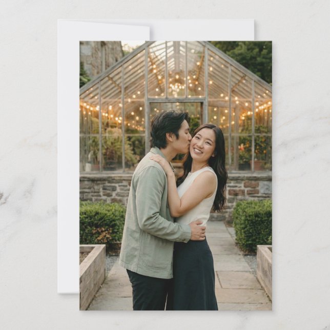 Convite Romantic Green Photo (Frente)