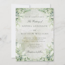 Convite Romantic Greenery Frame Wedding Invitation