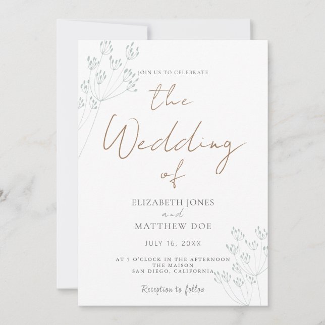 Convite Romantic Greenery Wedding Invitation (Frente)