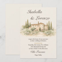 Romantic Italian Tuscan Villa Wedding Invitations