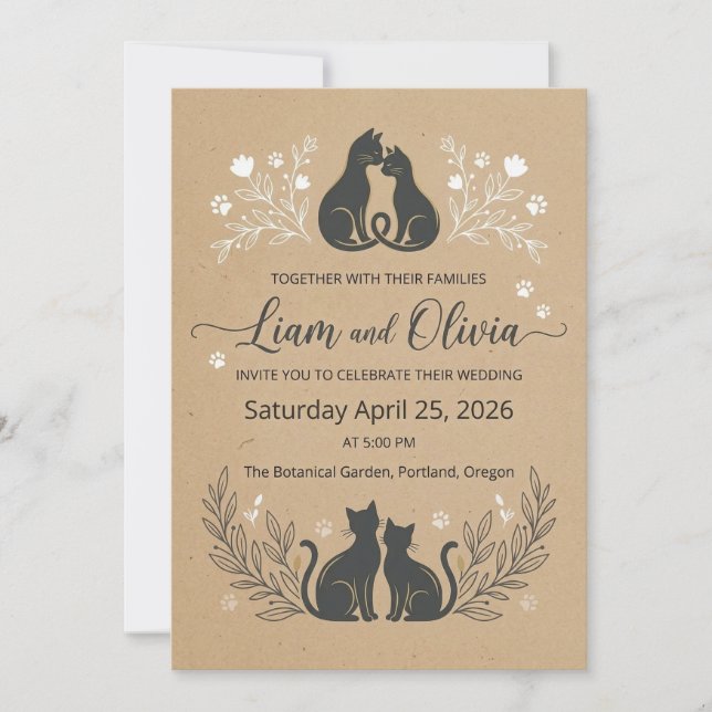 Convite Romantic Kraft Floral Couple Invite (Frente)