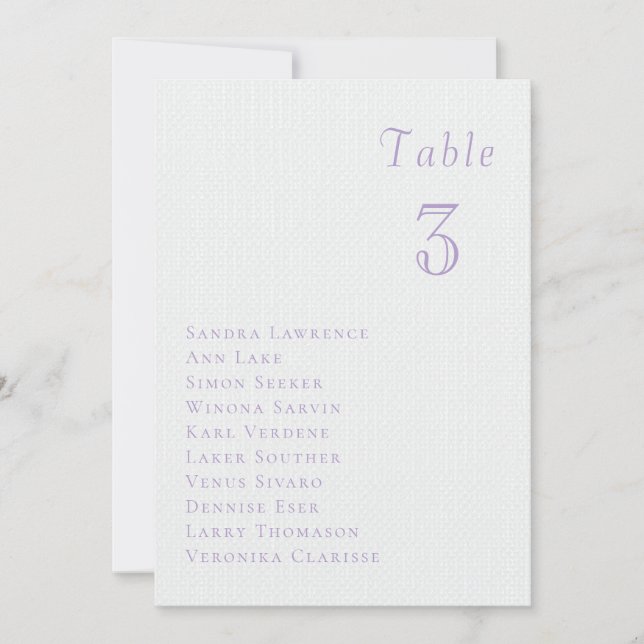 Convite Romantic lilac floral Wedding Table Seating Card (Frente)
