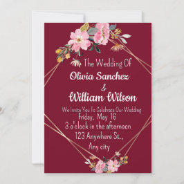 Convite Romantic Love Magical Red Wedding 