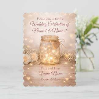Convite Romantic Mason Jar Wedding Invitation