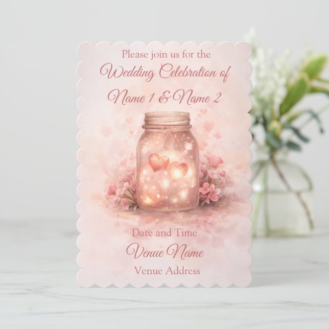 Convite Romantic Mason Jar Wedding Invitation (Em pé/Frente)