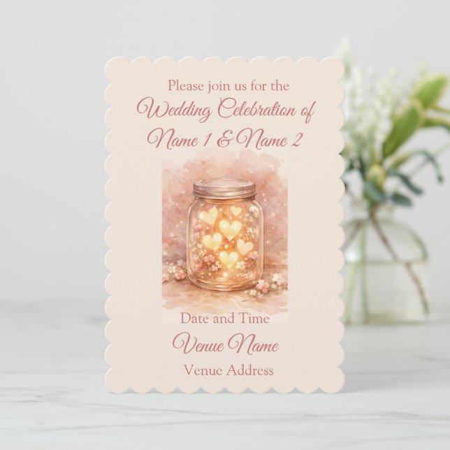 Convite Romantic Mason Jar Wedding Invitation (Em pé/Frente)