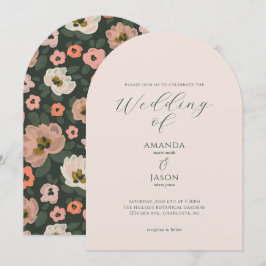 Convite Romantic moody painted floral garden party wedding