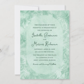 Convite Romantic Mystical Green Fern Wedding Invitation