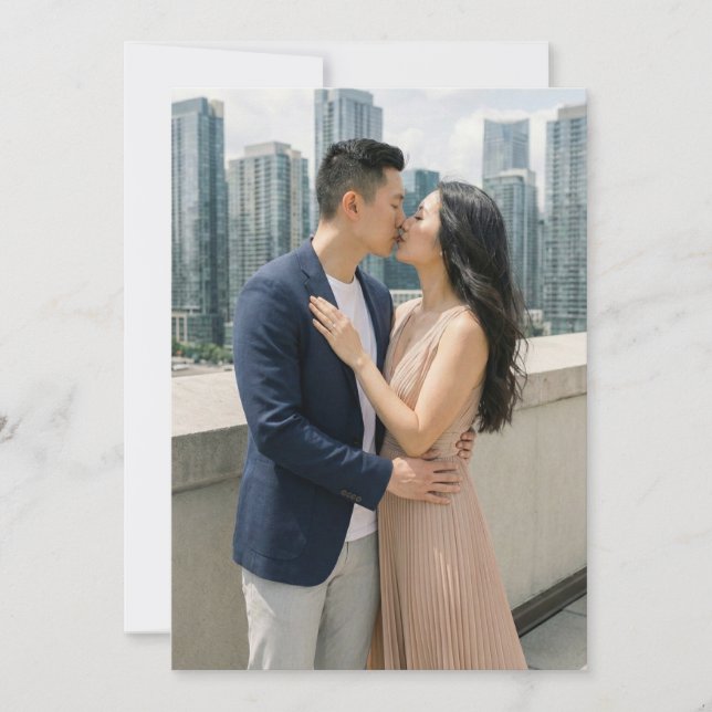 Convite Romantic Navy Beige Photo (Frente)