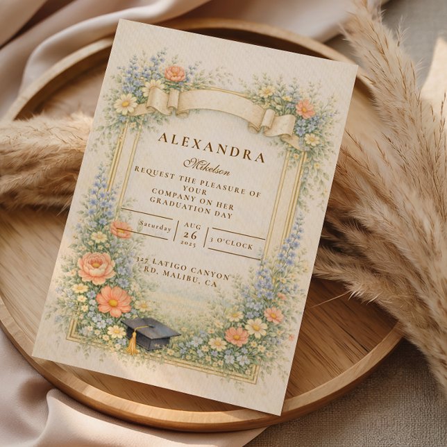 Convite Romantic Pastel Graduation Party (Criador carregado)