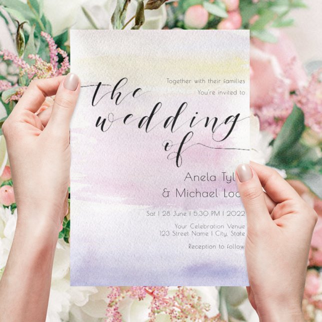 Convite ©Romantic Pastel Watercolor Typography Wedding ll (Criador carregado)
