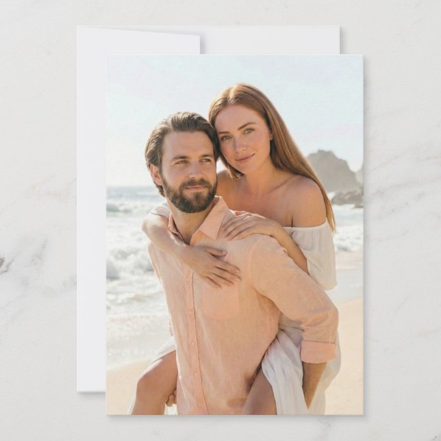 Convite Romantic Peach Beach Photo (Frente)